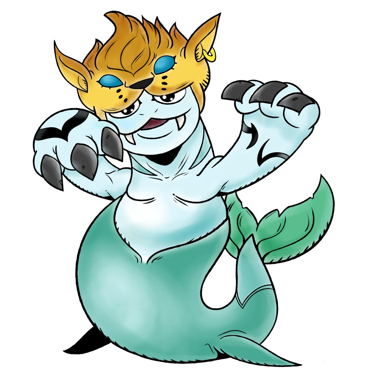 Last_Blue_Knigh's tweet photo. SEALEOMON
(Blankmon + Deep Savers Data)

A aquatic creature that collected data from the leomon species to create a hat to protect his head from the cold. He is an expert swimmer who surfs the net ocean depths in search of delicious sushi data.

#fieldshiftevolution #DigimonOC https://t.co/lVHTMDoyTS