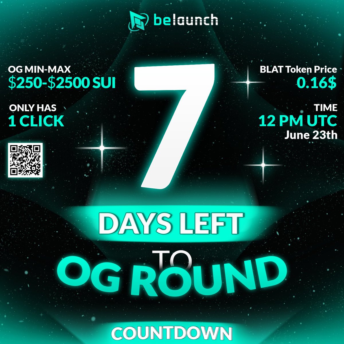 ⏳ Only 7 days left until the OG round of BeLaunch IDO! Get ready to submit your wallet and join the event with $250-$2500 worth of SUI. Don't miss out on this opportunity to be part of the BeLaunch community. Mark your calendars and get prepared! #BeLaunchIDO #CountdownBegins