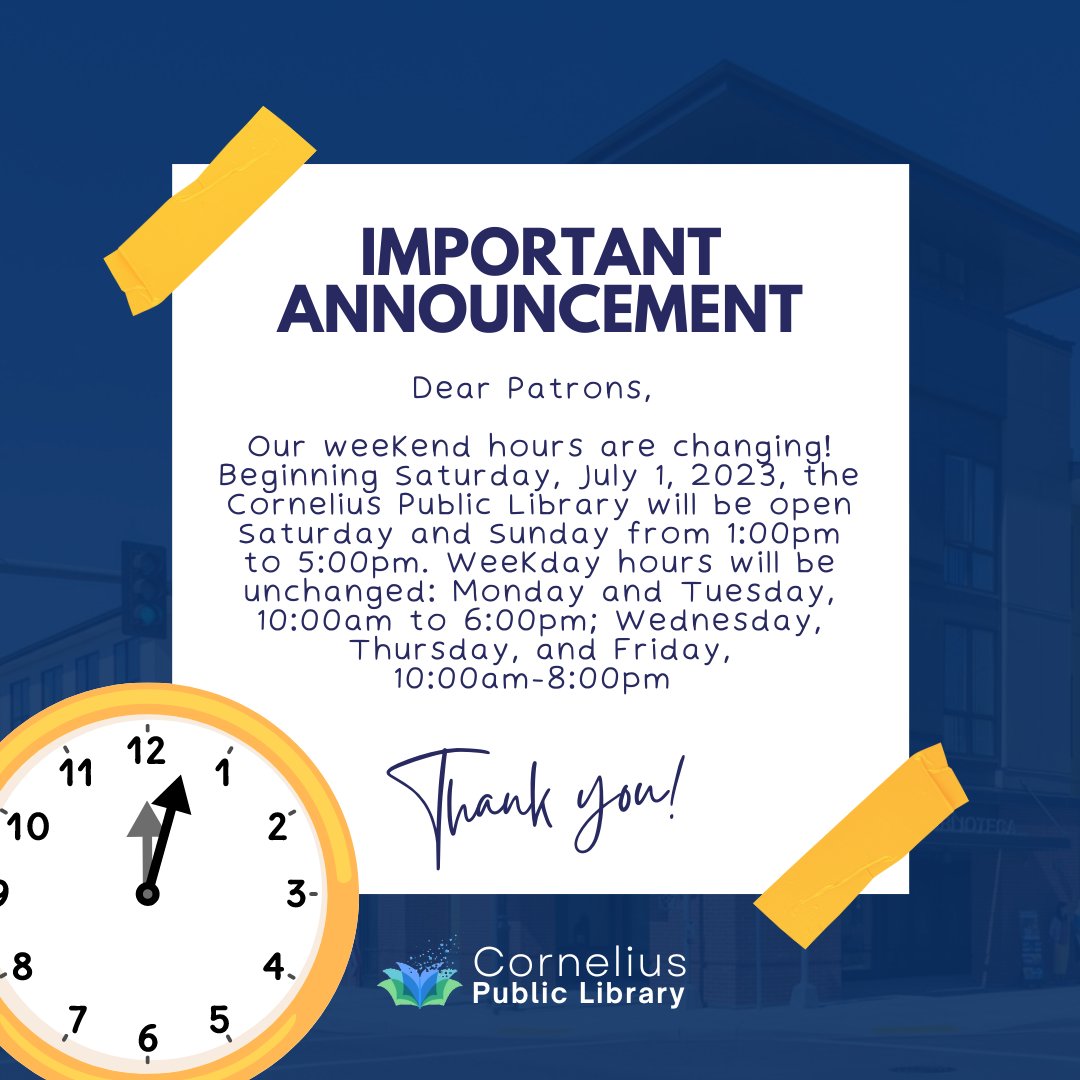 CORLibrary's tweet image. Cornelius Public Library is always available online! Search our digital offerings via Libby, or explore ten other ways to enjoy your local library from home.
corneliusor.gov/library/page/t…