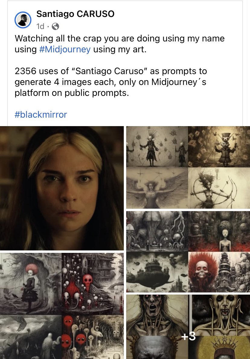 Jon Lam #CreateDontScrape (@jonlamart) on Twitter photo This is why GenAi is unethical. No permission, No credit, No compensation, No conscience. If you partake you are the problem. Yes People are hurting. Midjourney, Stable Diffusion, Dalle. This is on you. Follow <a href="/santiagocaruso/">Santiago Caruso</a> Support HIS ART.
#CreateDontScrape This is why GenAi is unethical. No permission, No credit, No compensation, No conscience. If you partake you are the problem. Yes People are hurting. Midjourney, Stable Diffusion, Dalle. This is on you. Follow <a href="/santiagocaruso/">Santiago Caruso</a> Support HIS ART.
#CreateDontScrape