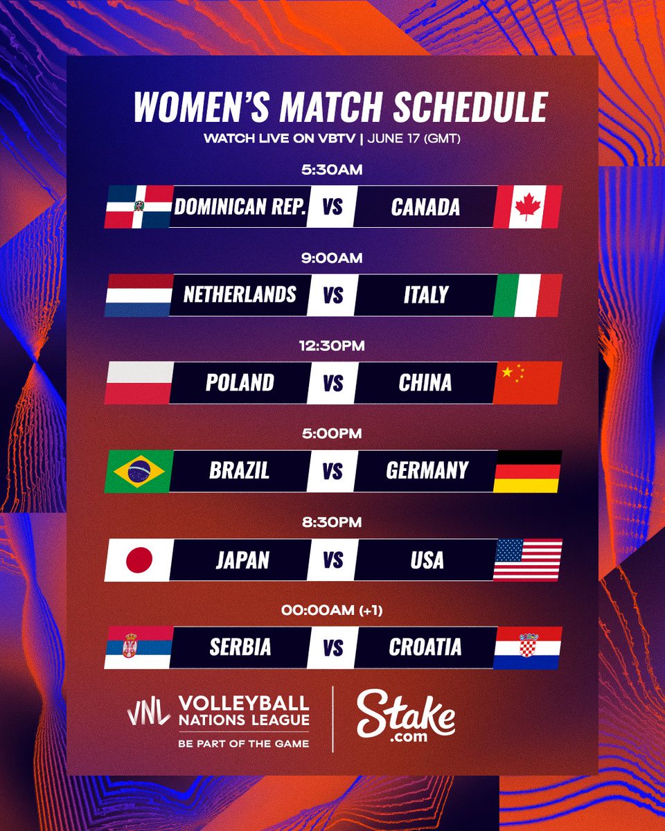 Volleyball World on Twitter: "June 16 Results & June 17 Schedule. 📺