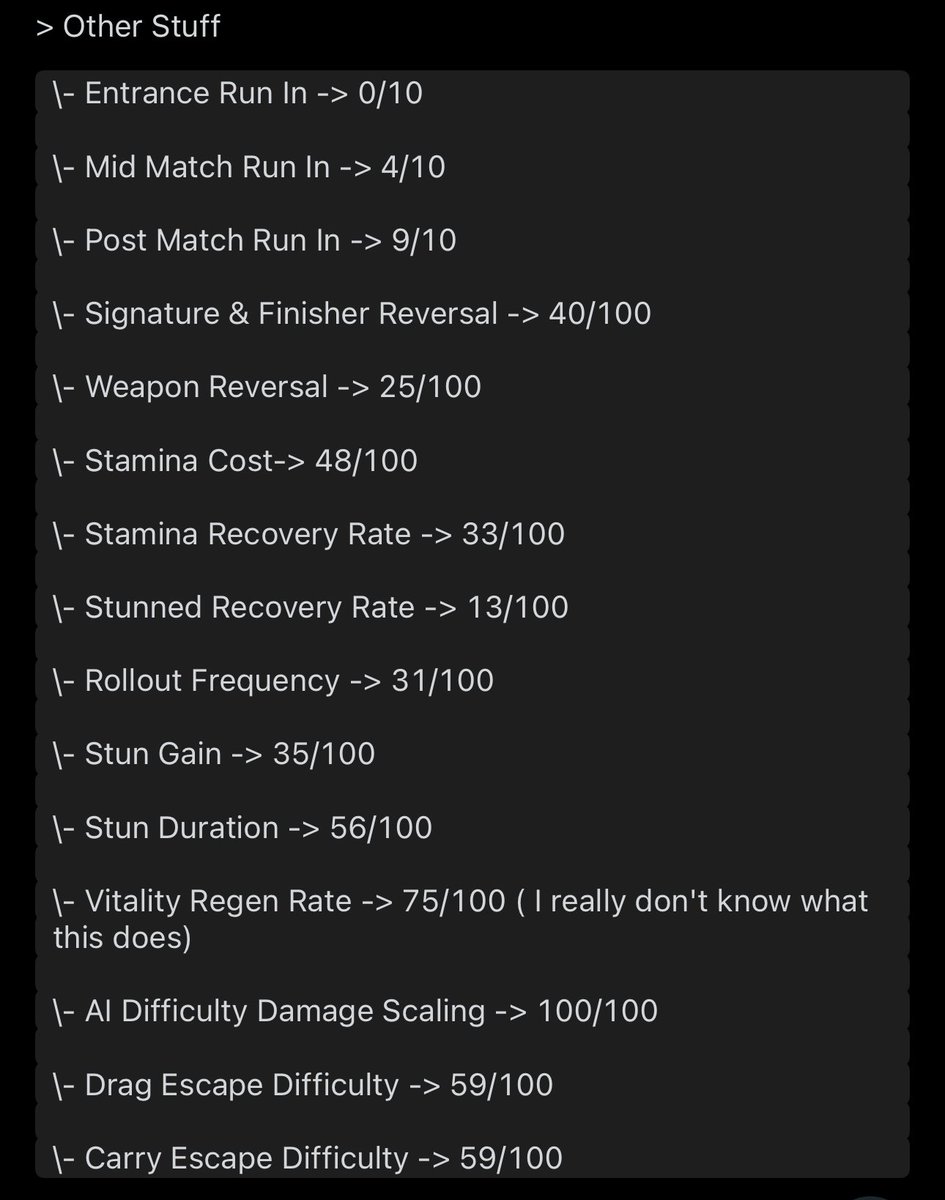 These are legitimately the best sliders ever, and the AI really shines with these. Credit to Gold-Ranger on the WWEGames sub.

If you want some amazing matches, then this it! #WWE2K23