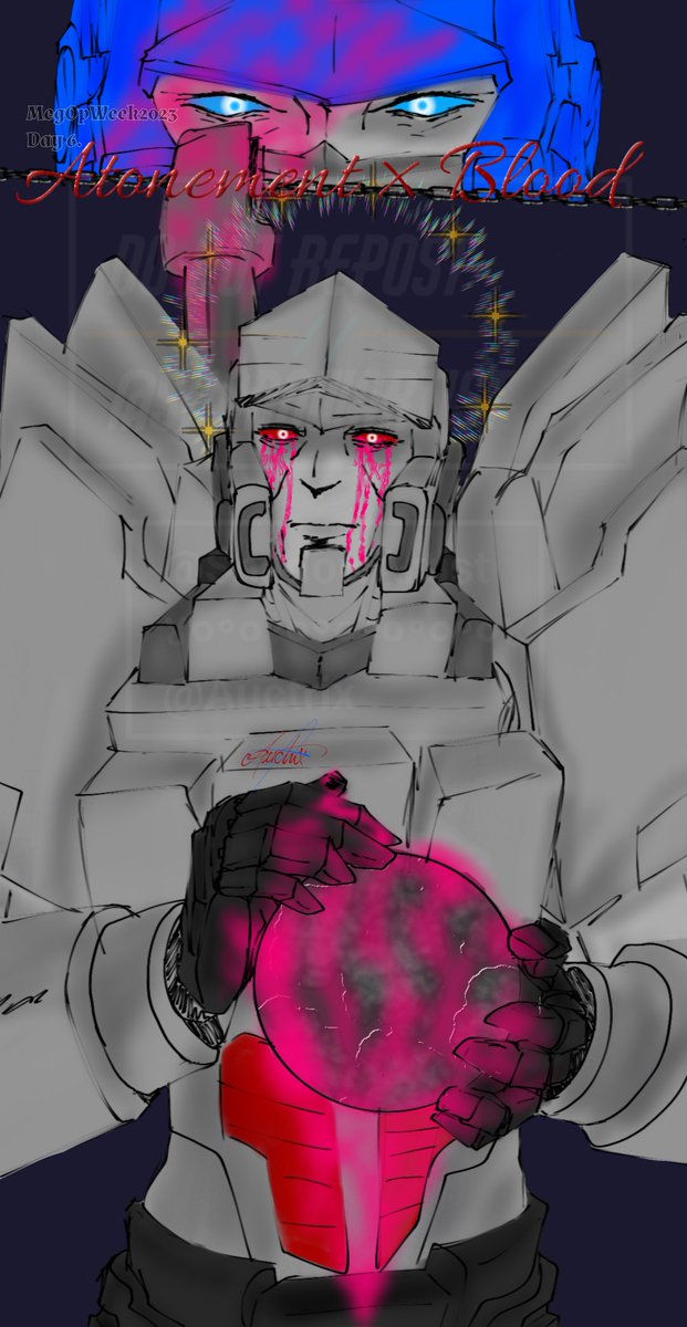 Prowl_Schmidt's tweet photo. Day 6.
Atonement×Blood

 #MegOpWeek2023

#Megatron #OptimusPrime             #Transformers             #TransformersIDW
#TransformersIDW2
#MegOp
#digitalart #OrionPax
#Megatronus
#megopweek2023
#megopweek2023 https://t.co/7GQRr0EAag