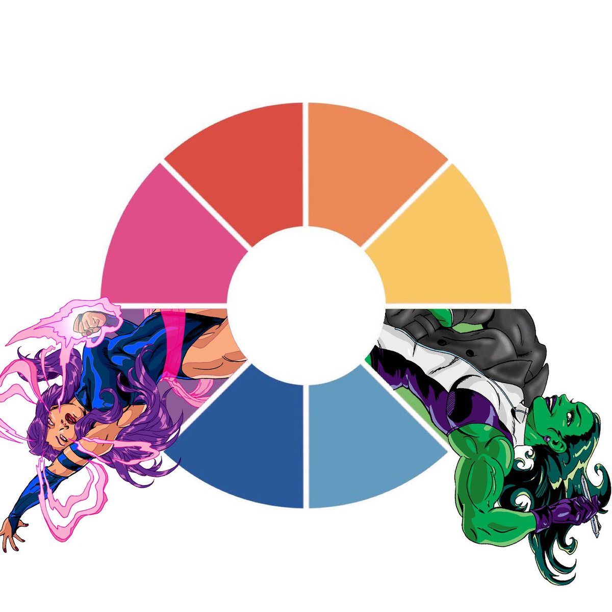 It's time to Spin that Wheel!! oh, it's not that game, you say?
Ladies first is how we're playing this here color wheel. 
P is for Psylocke! Nobody knows Bodacious bodily autonomy like this one.