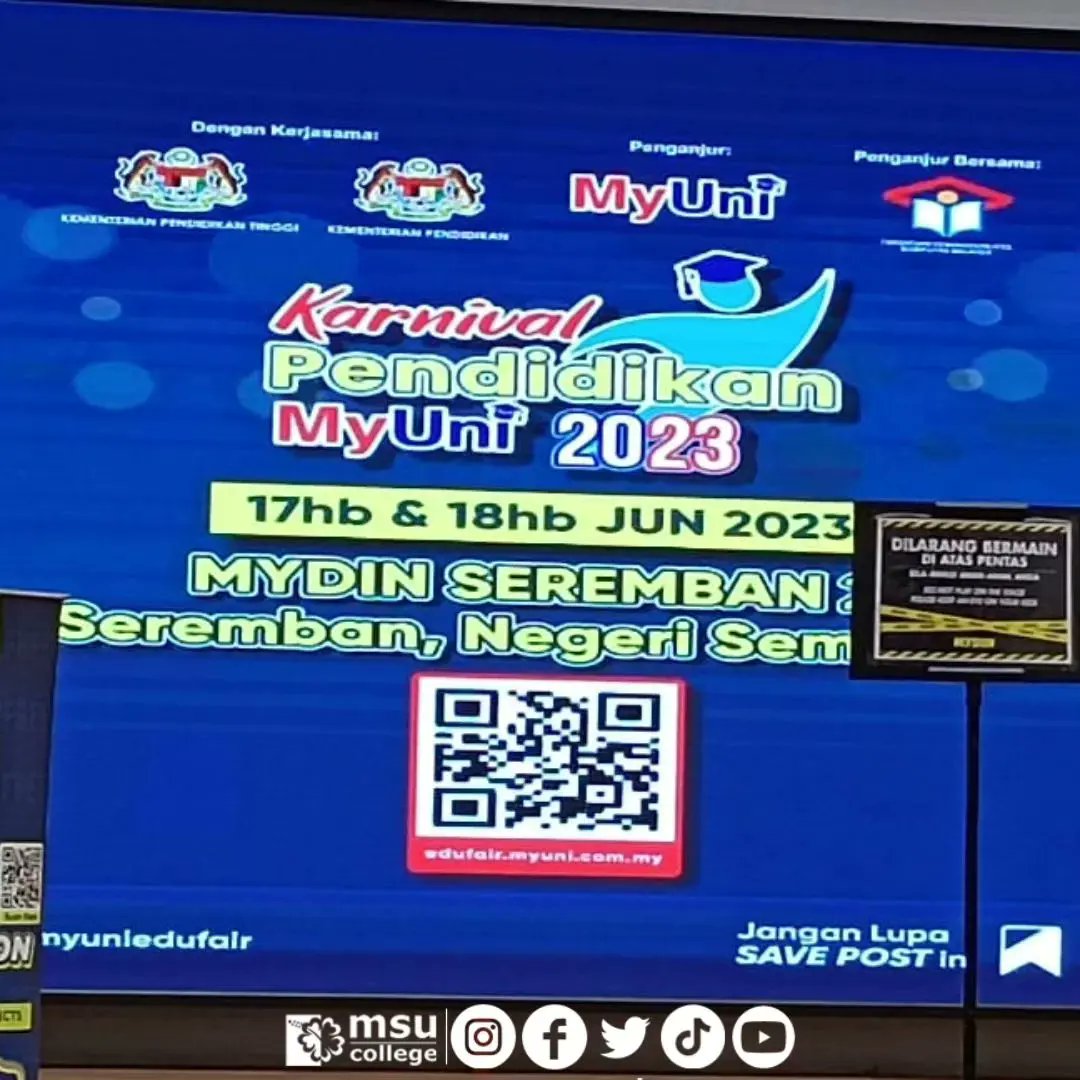 hamidah8775's tweet photo. Karnival Pendidikan MyUni di Mydin Seremban : 17 & 18 Jun 2203.
Jom Jumpa kami..
MSU College Seremban
☎️ 06-764 8686
📱012-915 8553
📱017-225 5589
♥️🌺
#spm2022
#spm2023
#spm2021
#batch03
#batch02
#spmpromax
#spm
#diplomainIT
#teknologimaklumat
#spmresult
#batch05 https://t.co/CcG88zU9Uw