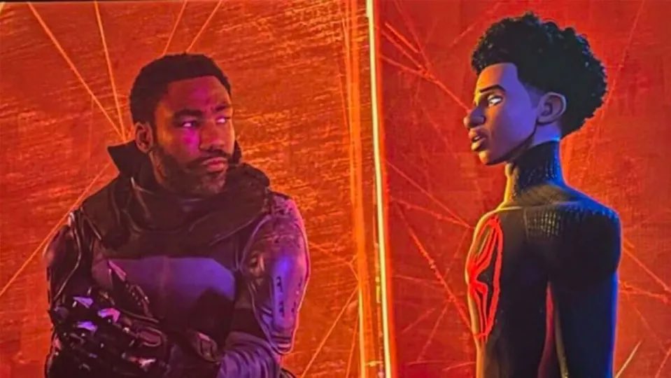 booyakabungala's tweet image. this is my personal favorite honestly, not because “mcu character in spiderverse movie” but because donald glover is quite literally the reason why miles morales even exists so him appearing just hit different for me, plus i love the prowler suit they gave him