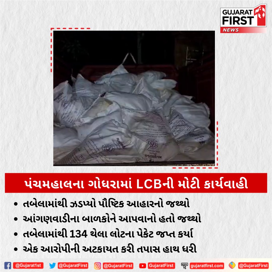 GujaratFirst's tweet photo. #BreakingNews | પંચમહાલના ગોધરામાં LCBની મોટી કાર્યવાહી
#panchmahal #godhra #FeedSeizure #StableInvestigation #FlourPacketSeized #NutritiousFeed #PanchmahalStable #FeedControversy #AnimalFeedSeized #FeedScandal #StableAuthorities #gujaratfirst https://t.co/dJvyK3qeWM