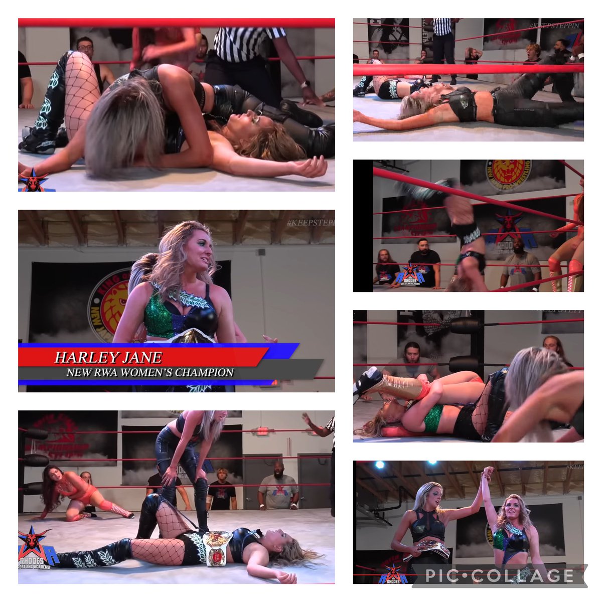 WOW! I just saw the most amazing triple threat match between @the_jael_, @theandreacantu, & @The_HarleyJane at the RWA student showcase.

So action packed I needed THREE collages! Incredible chick-kickassery!

Watch it at youtu.be/_nc7YmPc51k

#WomensWrestling