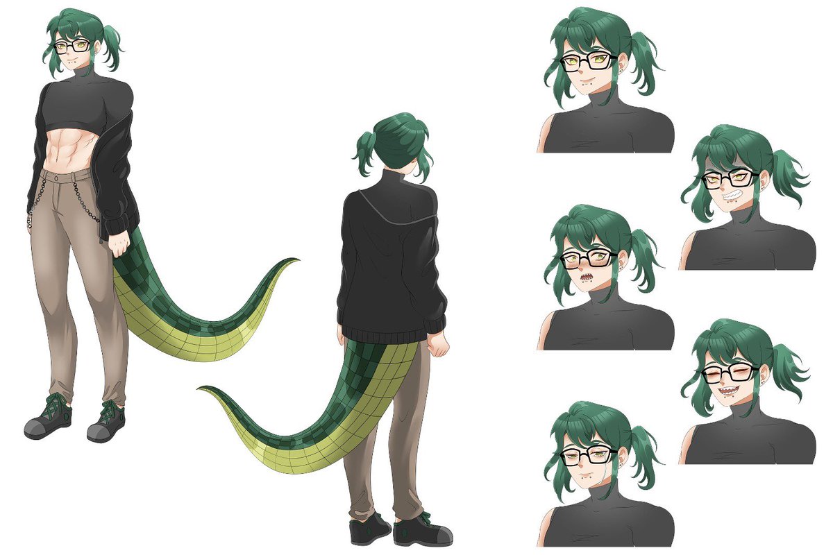 Made this reference sheet for <a href="/CrocNoises/">Noe 🐊🐊</a> 
#supportartist #DigitalArtist #commisionsopen #AnimeArt #VTuberAssets #VTuberEN #vtubermodel #followback #RETWEEETMEPLEASE