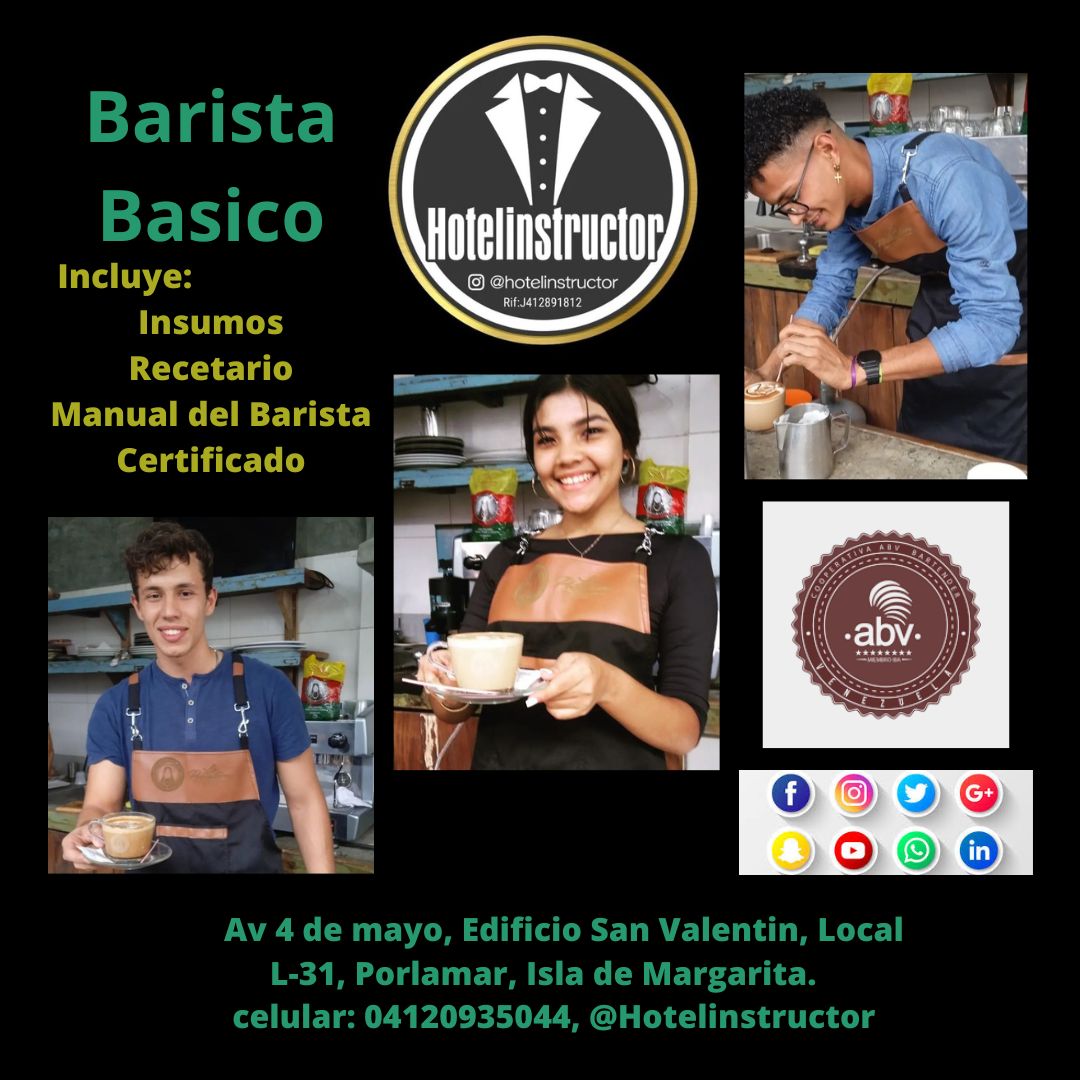 Hotelinstructor's tweet image. Próximamente el curso básico para Baristas, abiertas las inscripciones, información por el WhatsApp 04120935044, isla de Margarita Venezuela.