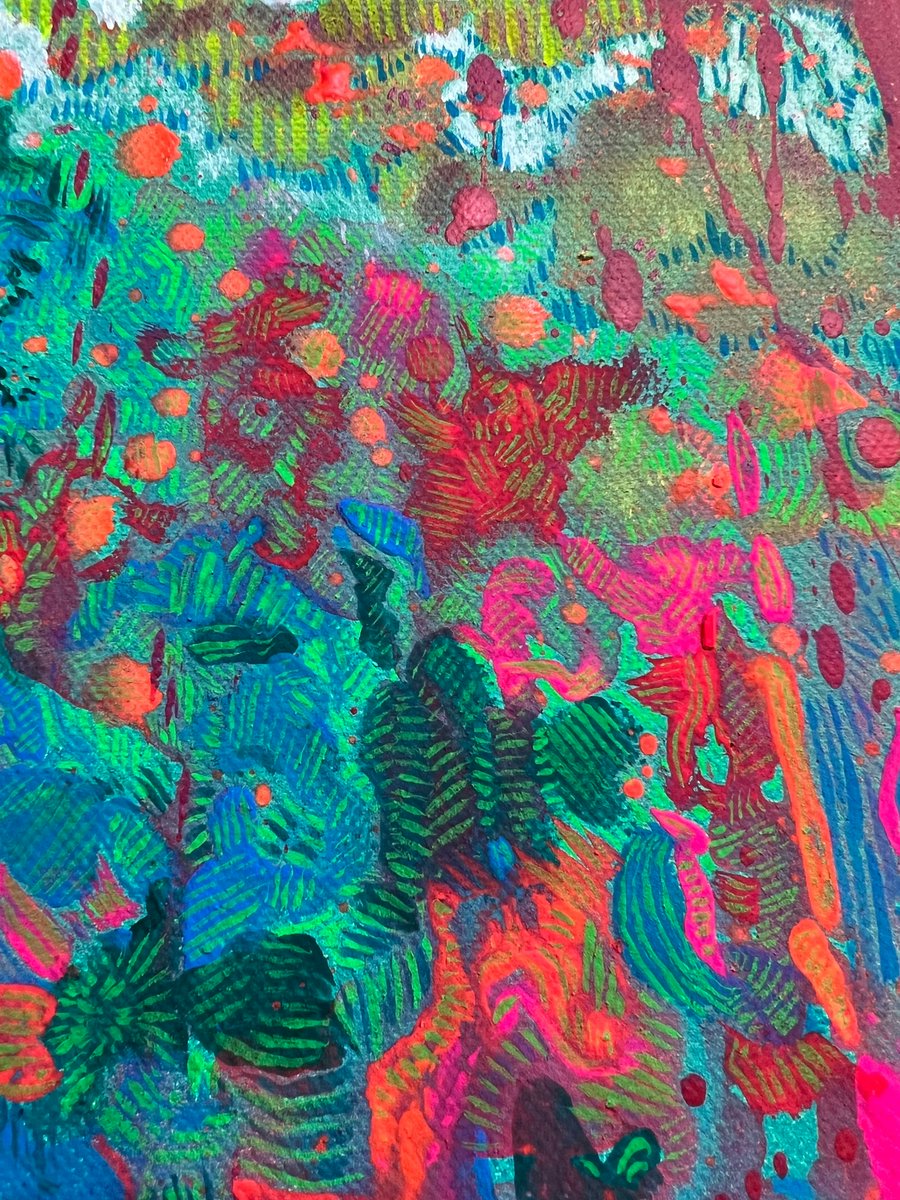 Closer close-up of this on-going experimental #phygital work combining physical paint and #OpenBrush imagery. #painting #paint #kunst #paintpalette #abstractpainting #AlisonGoodyear #VRpainting #VRart #paintingasplace #AbstractPainting #TiltBrush #kunst #art #contemporaryart