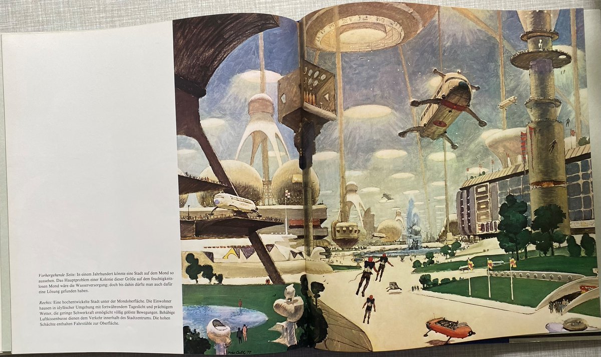 Isaac Asimov / Robert McCall: Our World in Space, 1974. German edition: Unsere Welt im All, 1974.