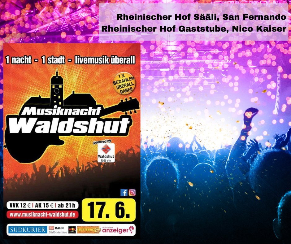 RHWaldshut's tweet photo. Heute Abend ist Musiknacht in Waldshut. Bei uns könnt ihr sogar zwei Live Konzerte miterleben.

#rheinischerhofwaldshut #waldshut #werbeundfoerderungskreiswt #restaurant #germany #waldshuttiengen #schweiz #schwarzwald #rhein  #restaurant #food  #gourmet https://t.co/5iZ1ygMmtc