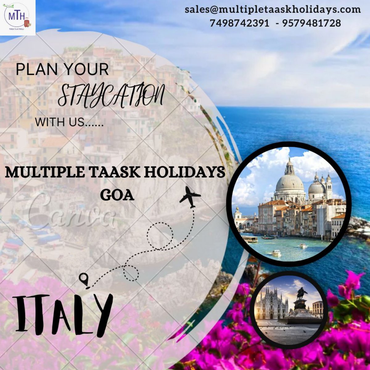 MultipleTaask's tweet image. "Italy is a dream that keeps returning for the rest of your life".
Become a part of "Multiple Taask Holidays", joining us on a trip to the country most famous for its art, culture, food, beautiful locations, and architecture - ITALY.