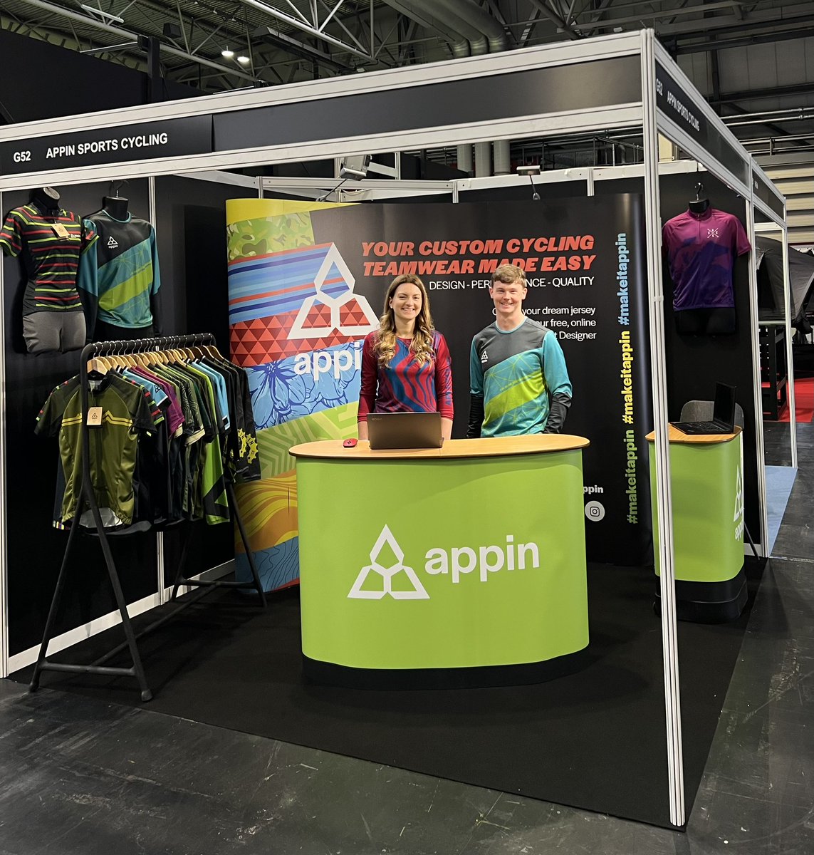 Appin Cycling (@appincycling) on Twitter photo Day one at the <a href="/NatCyclingShow/">The National Cycling Show</a>. Come and say hello at G52 to find out more about our bespoke cycling teamwear!
#MakeItAppin #BritishCycling #Cycling Day one at the <a href="/NatCyclingShow/">The National Cycling Show</a>. Come and say hello at G52 to find out more about our bespoke cycling teamwear!
#MakeItAppin #BritishCycling #Cycling