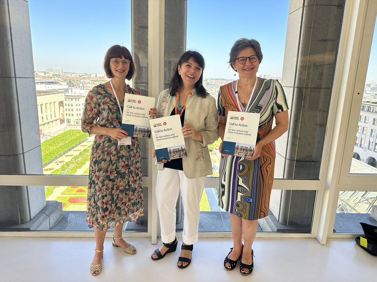 Big applause for our partner @eurocities &amp; the launch of their Call to Action for Sustainable Culture, prepared upon initiative of <a href="/MartineAubry/">Martine Aubry</a>, Mayor of #Lille.  Already 30 cities signed this called to action! 
<a href="/JimmyJamar/">Jimmy Jamar</a> &amp; I were delighted to attend this event at <a href="/BUS_2023/">Brussels Urban Summit</a> !