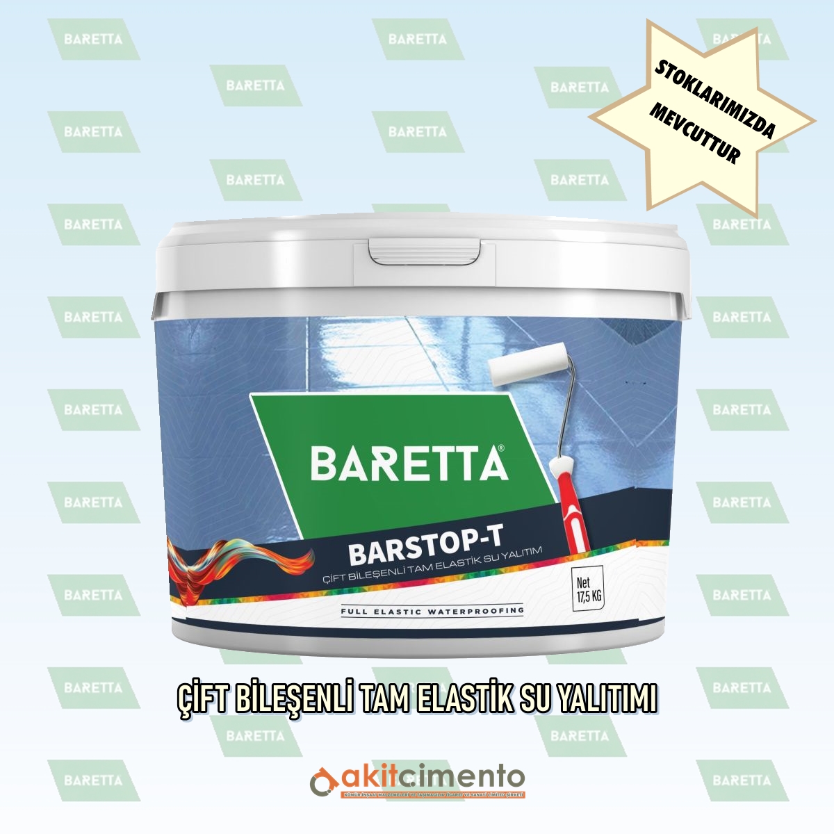 AkitCimento's tweet photo. ÇİFT BİLEŞENLİ TAM ELASTİK SU YALITIMI
BARETTA, BARSTOP-T, 17,5 KG.
STOKLARIMIZDA MEVCUTTUR
#suyalıtımı #suizolasyonu #yalıtım #izolasyon #çiftbileşenli #bileşen #elastik #tamelastik #yarıelastik #sutut https://t.co/U0c4zPqgJ5