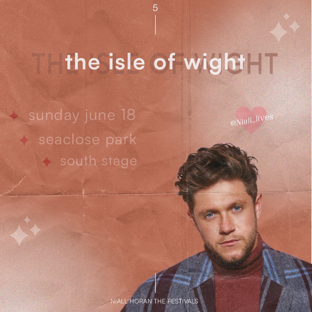 🎟Niall Horan The Isle Of Wight Festival

🇬🇧🇨🇮🇵🇹 06:00 pm (local time) 
🇨🇷🇸🇻🇬🇹🇭🇳🇲🇽🇳🇮 11:00 am
🇨🇴🇨🇺🇪🇨🇵🇦🇵🇪 12:00 pm
🇧🇴🇩🇴🇻🇪🇨🇱🇵🇾 01:00 pm 
🇦🇷🇧🇷🇺🇾 02:00 pm
🇦🇺 03:00 am
🇳🇱🇪🇸 07:00 pm

#barclaycardxIOW #IOW2023 #TheIsleOfWight #NiallHoran #NiallHoranTheFestivals