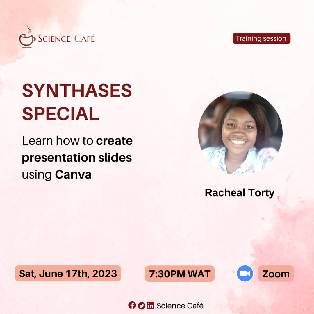 BiosphereAfrica's tweet image. Join us today as we have our Synthases team do their thing in this special session.

@RachealTorty will take us through how to create presentation slides with Canva.

If you&apos;d like to join session, click this link:
universityofleeds.zoom.us/j/84896616714

#sciencepresentation #science