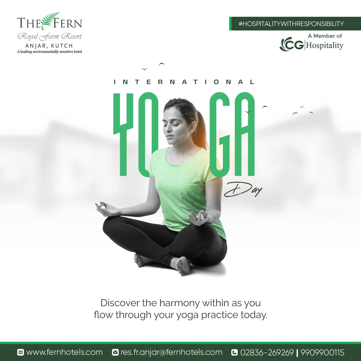Stretch, breathe, and find your inner peace!

Happy #InternationalYogaDay from all of us at Fern-Anjar (Kutch). 

May your practice bring balance, serenity, and wellness into your life.

Book your stay now - fernhotels.com/the-fern-royal…

#FernAnjar #HospitalityWithResponsibility