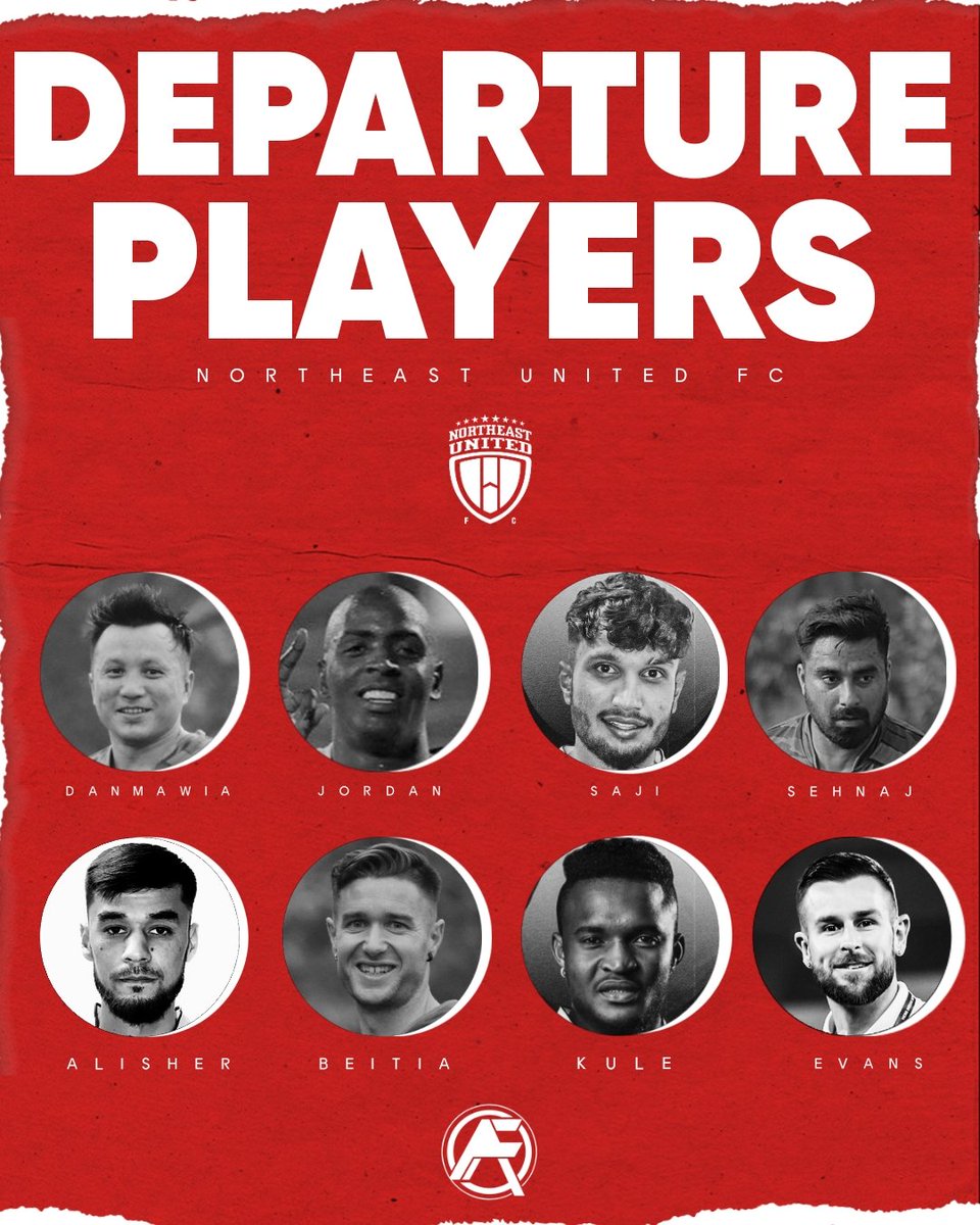 AllIndiaFtbl's tweet photo. 8 players bids farewell to NORTHEAST UNITED FC.
#northeastunitedfc #neufc #highlandersbrigade #HeroISL #allindiafootball https://t.co/9AWRCJopjw
