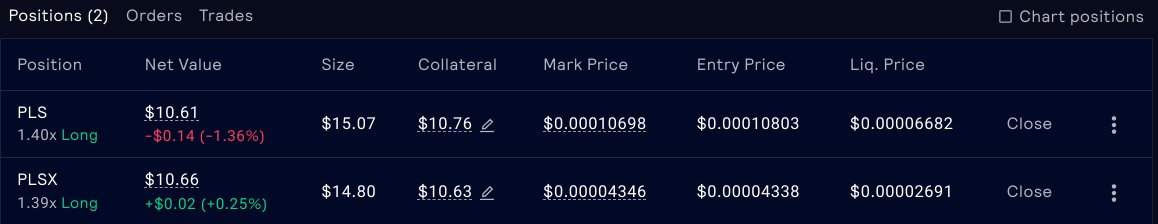 Gplx_io's tweet photo. We are on the final test phase on #PulseChain Mainnet.
Do you know of a project on #Pulsechain offering long/short leverage? Gplx offers optimized profit-taking based on your trades with ease.
https://t.co/UiwHgpIZPJ
#GPLX #GPLP #HEX #PLS #PLSX https://t.co/r4Gknlfm0S