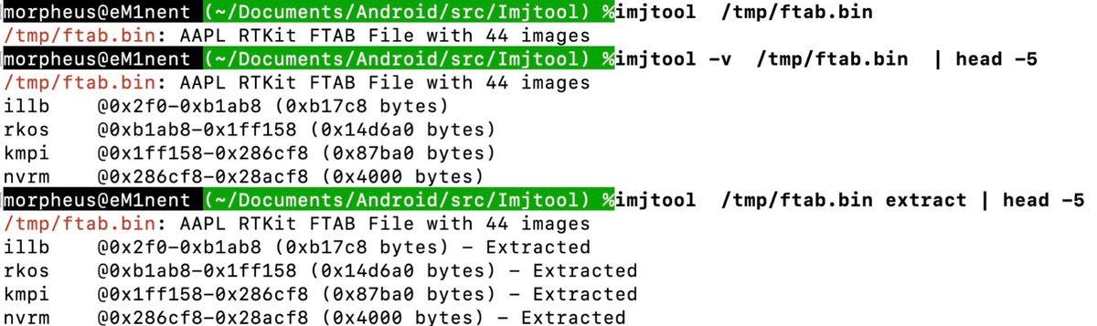 Morpheus______'s tweet image. My #Imjtool (Darwin nightly build) now supports the really simple #RTKit ftab.bin format - For those firmwares which might have it.