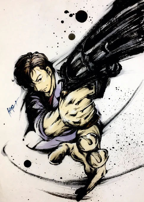 CITY HUNTER  墨絵「冴羽 獠」  #CITYHUNTER #墨絵