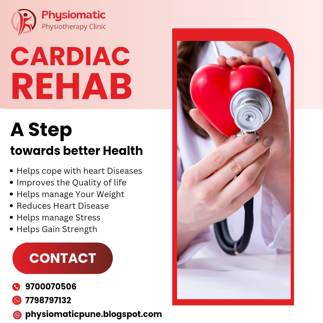 PhysiomaticPune's tweet photo. Redefining the limits of your heart: Cardiac rehab, the ultimate comeback.

https://t.co/J7kBa6CpWE

#physiomaticpune
#cardiacrehabilitation #physiotherapy #hearthealth #healthyheart #fitnessgoals #cardiorecovery #heartcare #wellnessjourney #healthandfitness #healthfirst #pune https://t.co/2WTJeXk6gt