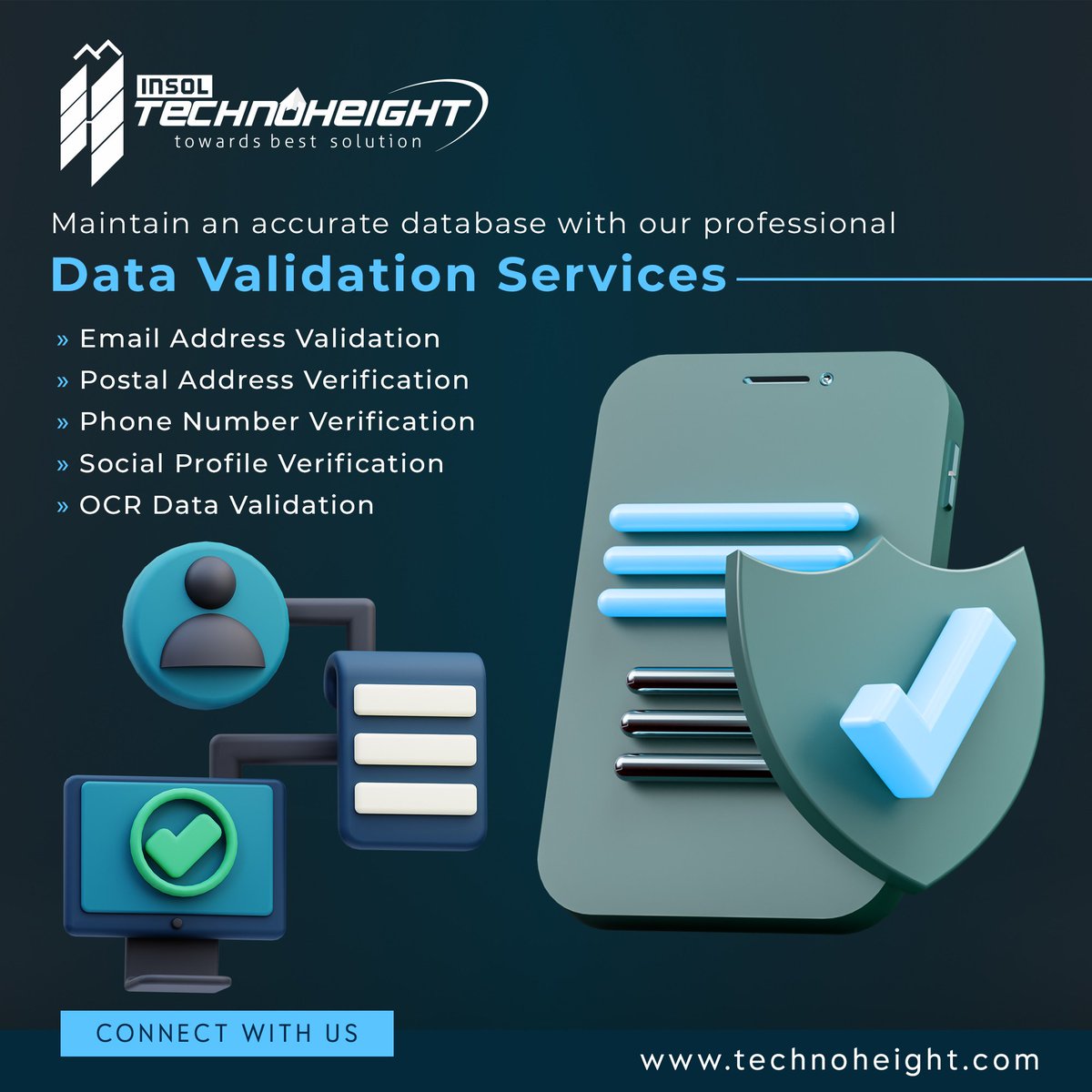 TechnoHeight's tweet image. Data accuracy matters! Ensure the reliability of your information with our expert data validation services. Trustworthy data leads to smarter decisions.
#datavalidation #DataVerification #datacleaning #DataVerificationServices #DataValidationSolutions #datamanagement
