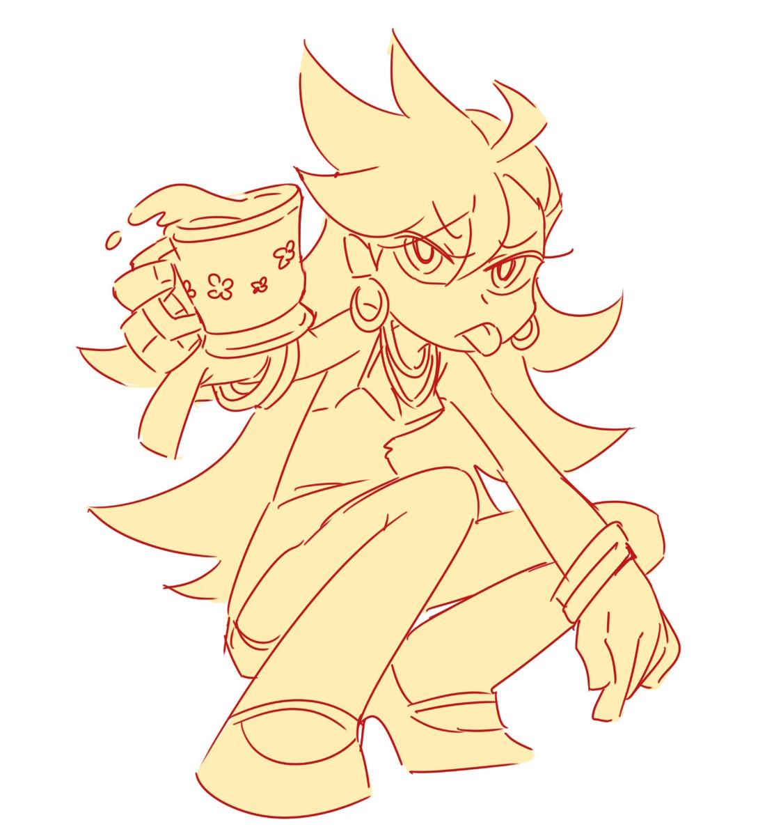 req: 'Panty Anarchy from Panty and Stocking drinking tea all fancy like'