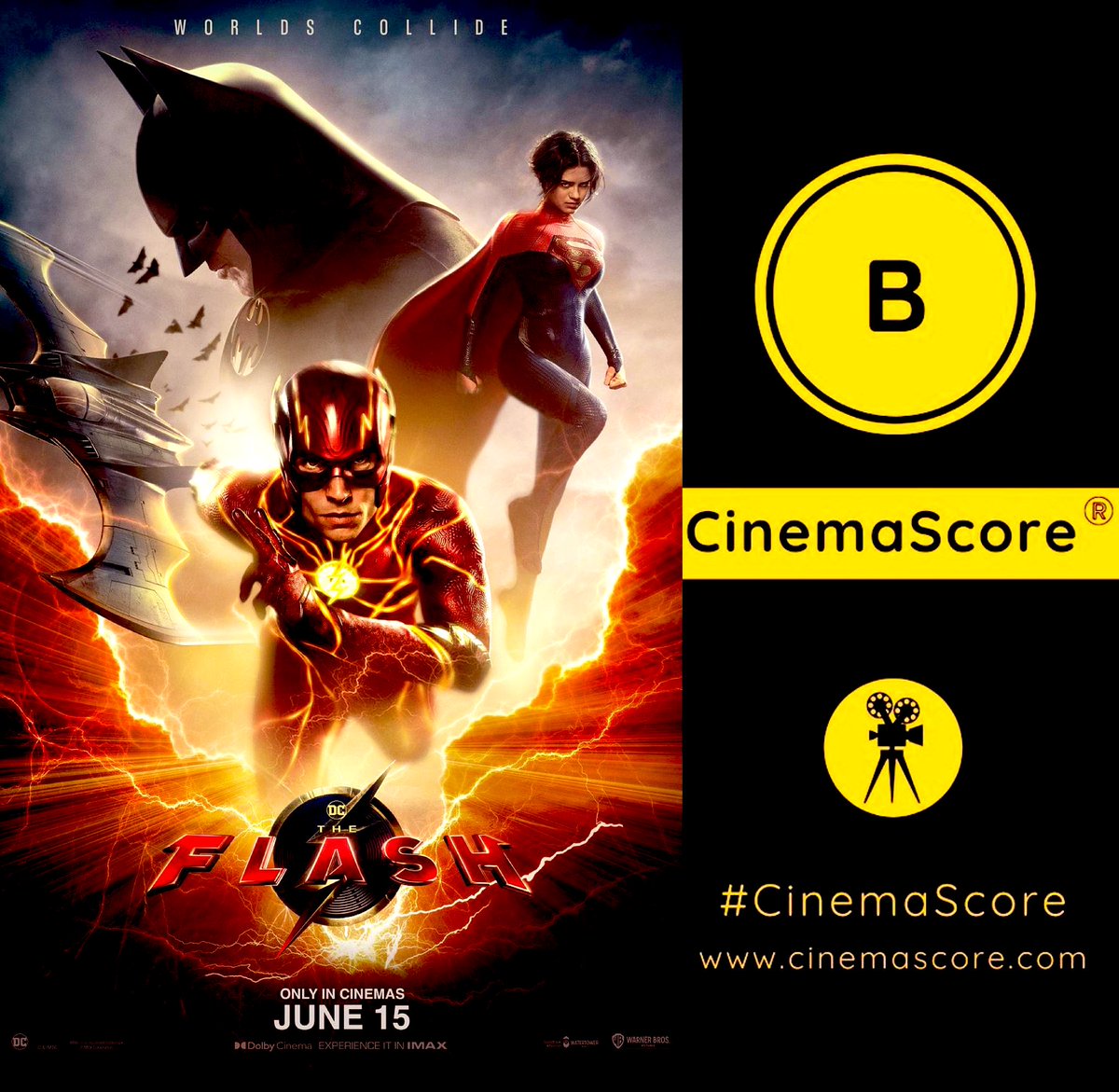 Audiences have spoken!!!
Failing to electrify moviegoers, #TheFlash got a shockingly low B #Cinemascore from audiences, on par with films like #Quantumania, #Eternals, #GreenLantern and #BvS!
Awful news for #BoxOffice prospects in the US, and should end up below projections
1/2