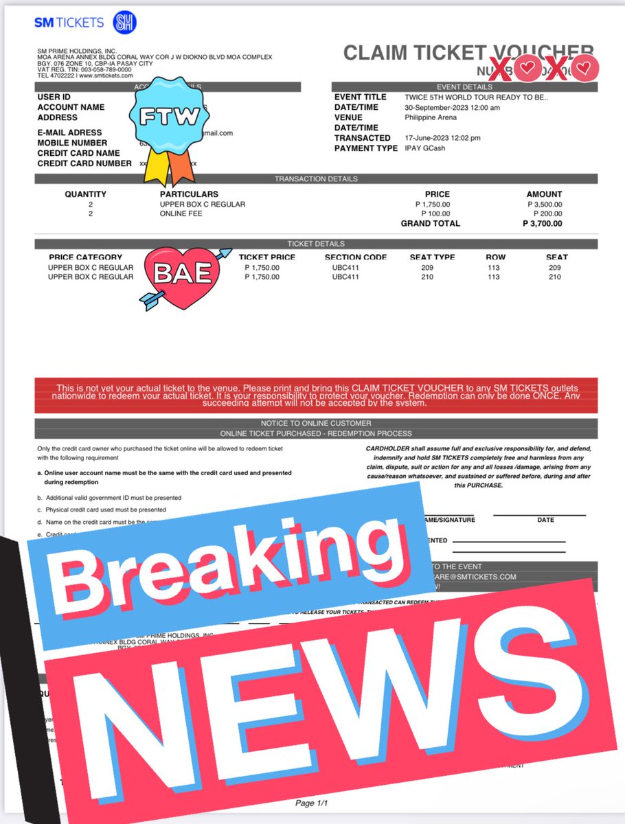 k8ssicart's tweet photo. Thank you so much @elibapbuys and @chwechois for the Twice Ready To Be ticket purchase assistance 🤩 Super smooth and transaction and super fast hands 😆 Very trustworthy and catered our needs/requests as well 🥰 

OMG SEE U TWICE ♥️
#TWICE_5TH_WORLD_TOUR https://t.co/033jWsIeVb