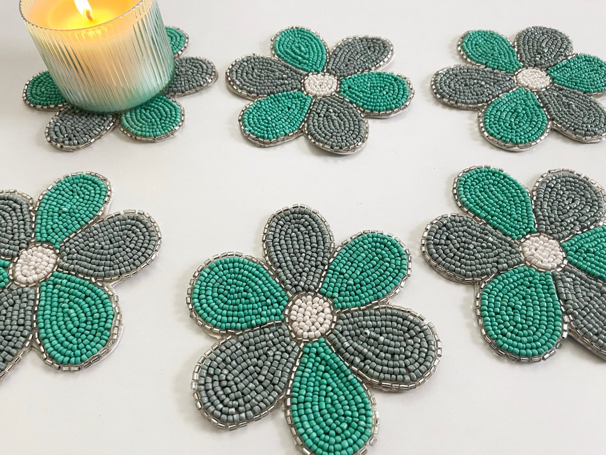 Wow picks! Set of 6 coasters, drink coasters, floral beaded coasters, gift for her, housewarming gift at $55.68 at etsy.com/listing/105201… Choose your wows. 🐕 #CoasterSet #coasters