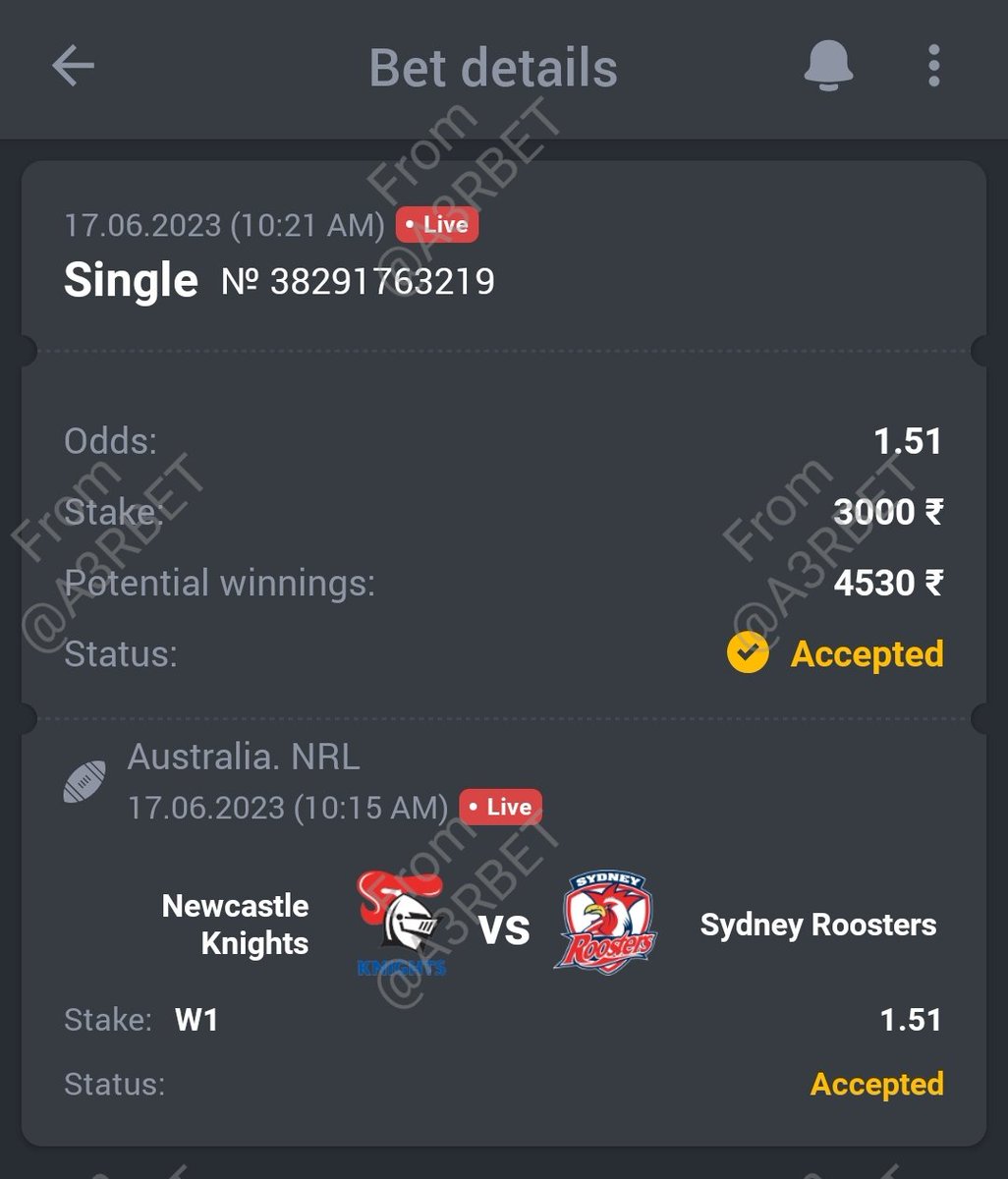 Rugby League - NRL

🏉 Newcastle Knights ML
🔖 1.50
💵 20 Units

#GamblingTwitter #SportsBetting #TeamParieur #SportsBet #Betting #FreePicks #A3RBET #SportsBettor

#RugbyLeague #NRL #NRL23 #NRLTwitter #Australia #Aussie #DefendTheKingdom #NRLKnightsRoosters

Like + RT