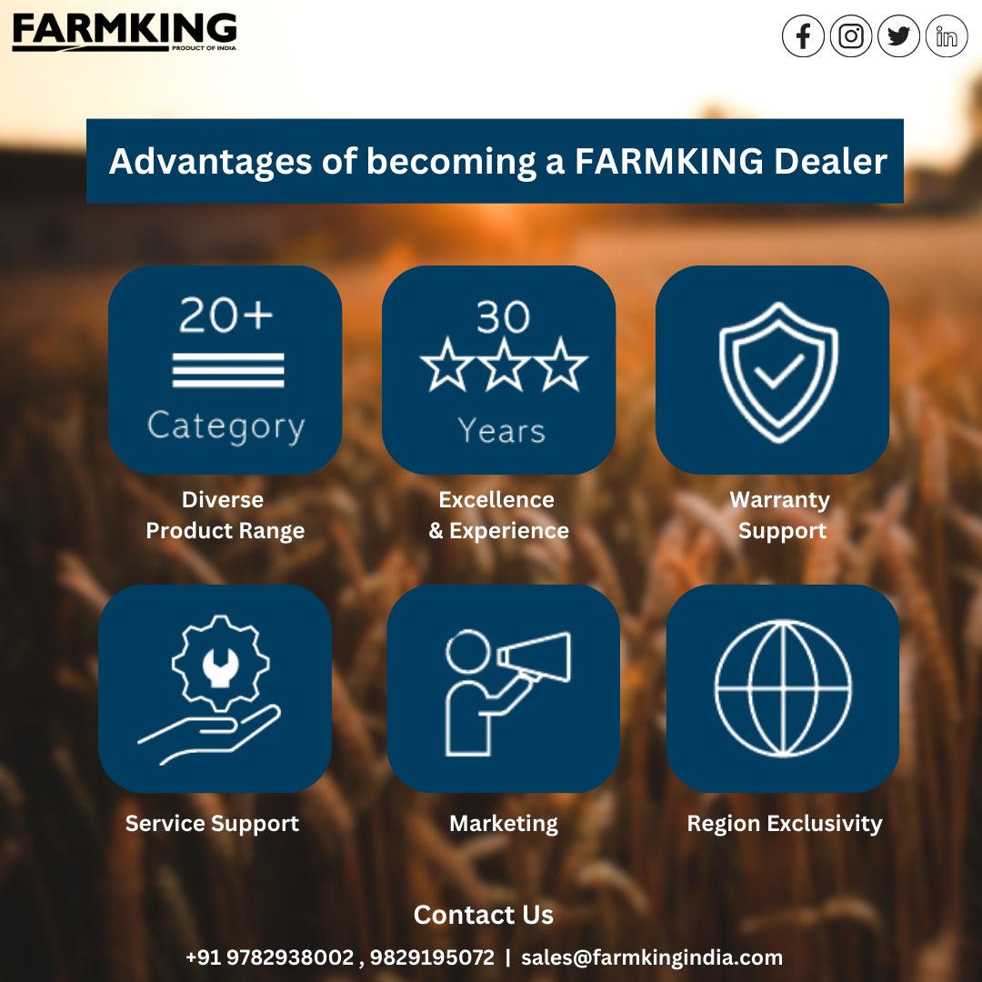FarmkingIndia's tweet photo. Partner For Progress, Become a Dealer of Farmking

To know more and to become dealer/distributor of Farmking,
9782938002
9829195072
sales@farmkingindia.com 

#farmking #farmkingproducts #agrolife #nature #indianfarm #indianfarmers #farmerlife #field #agricultural #farming #global https://t.co/kv9trF5oFV