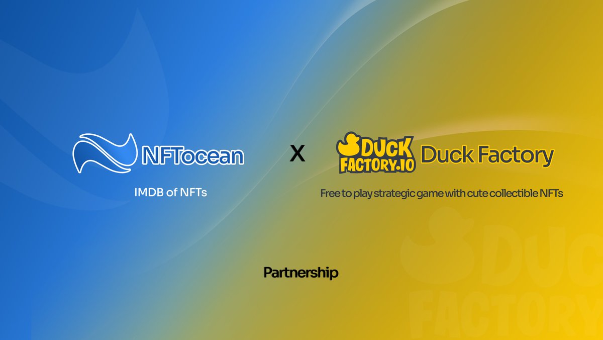 📣 Exciting News!🚀
🌊 We are thrilled to announce our partnership with @Duckfactory_io , a competitive #Free2Play strategy game with cute collectible #NFTDuck🎮

Get ready for a tidal wave of immersive gaming experiences and exclusive NFT collections! 🌊🦆