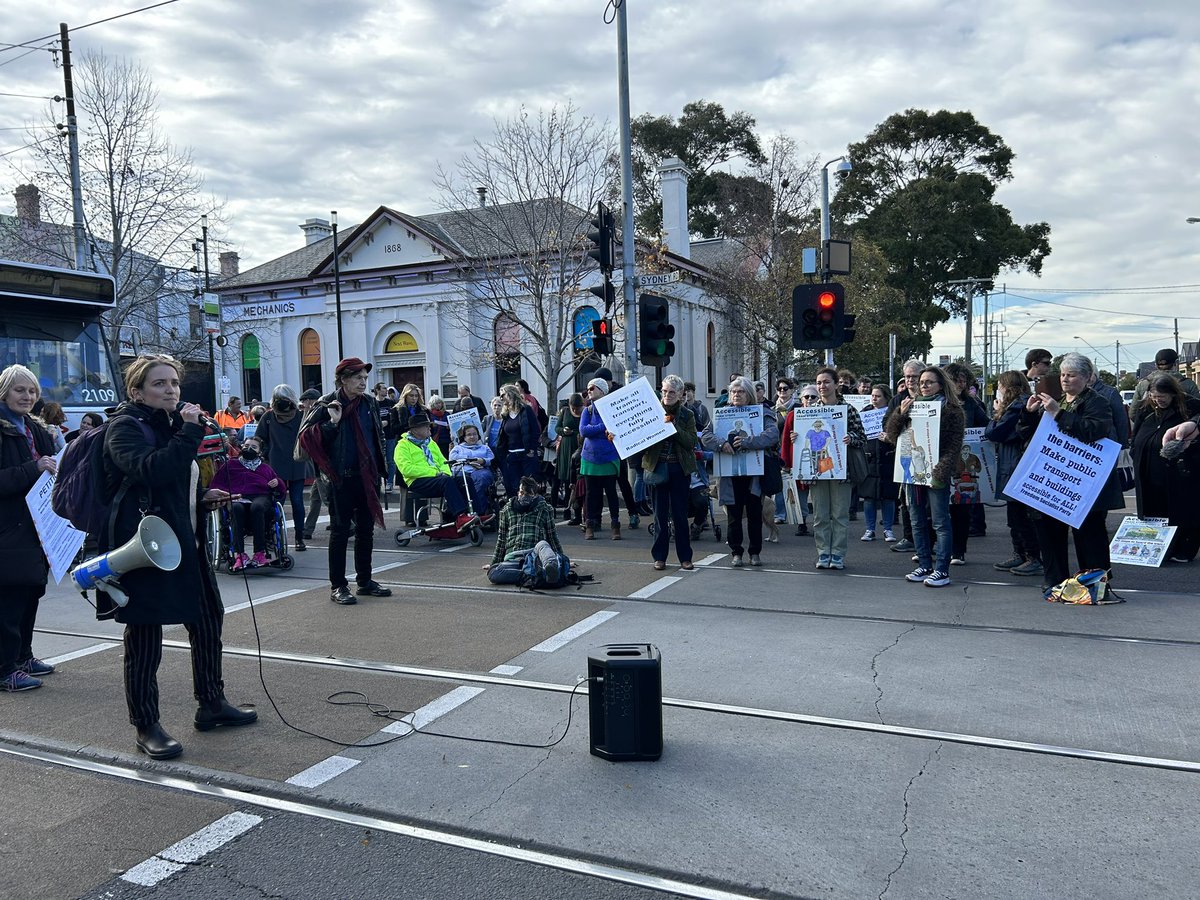 Access to transport is a human right & accessible tram stops are integral to that in Melbourne. With inaccessible trams the impending closure of the Upfield train line during @levelcrossings removal makes it impossible for many to get around. #accessibleforall #sydneyroad