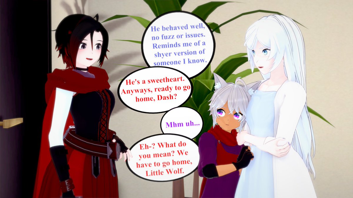 SchneeDoTTy's tweet photo. ( 2/2 Thanks for Reading-! )

Day-7 Admin Prompt:
Ruby is a single mom with a baby and one day Weiss babysits and the baby starts calling her mom.
( Adopted Faunus Boy and
Calling Papa because fight me lol )

#WhiteRoseWeek
#GREENLIGHTVOLUME10
#RWBY #RWBYFanArt #WhiteRose https://t.co/SLi0UVf0af
