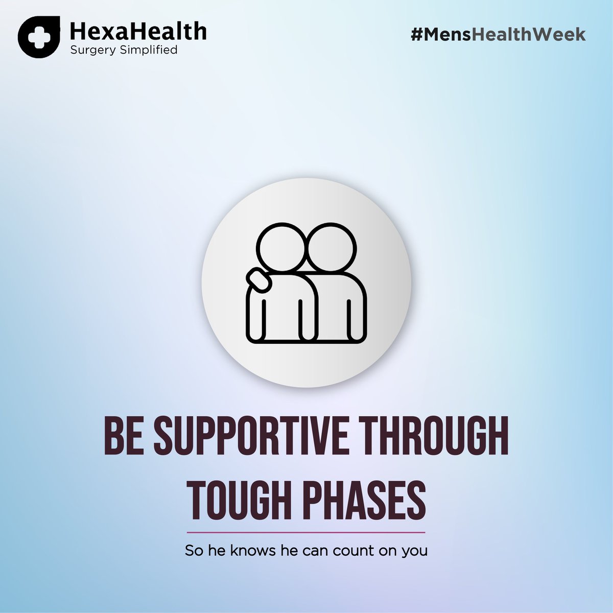 Let’s not forget they need emotional sustenance too. This #MensHealthWeek, make that extra effort! 

#HexaHealth #WeCARE #HealthyLife #FamilyHealth #surgery #surgeons #bestsurgeons #MensHealthWeek #emotionalhealth #emotions #emotionaltrauma #bepositive #besupportive
