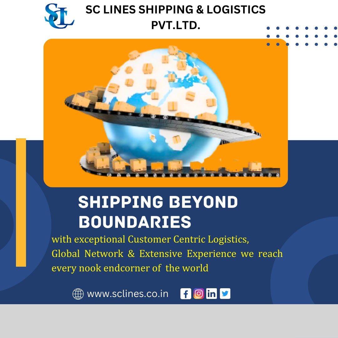 When it comes to logistics, boundaries don't bother us! 
#sclineshippingandlogisticspvtltd
#qualityservice #transportation
#airfreightservices #cargoshipping
#logisticssolutions #Logistics
#internationalshipping #shippinglines
#freightforwarding #india