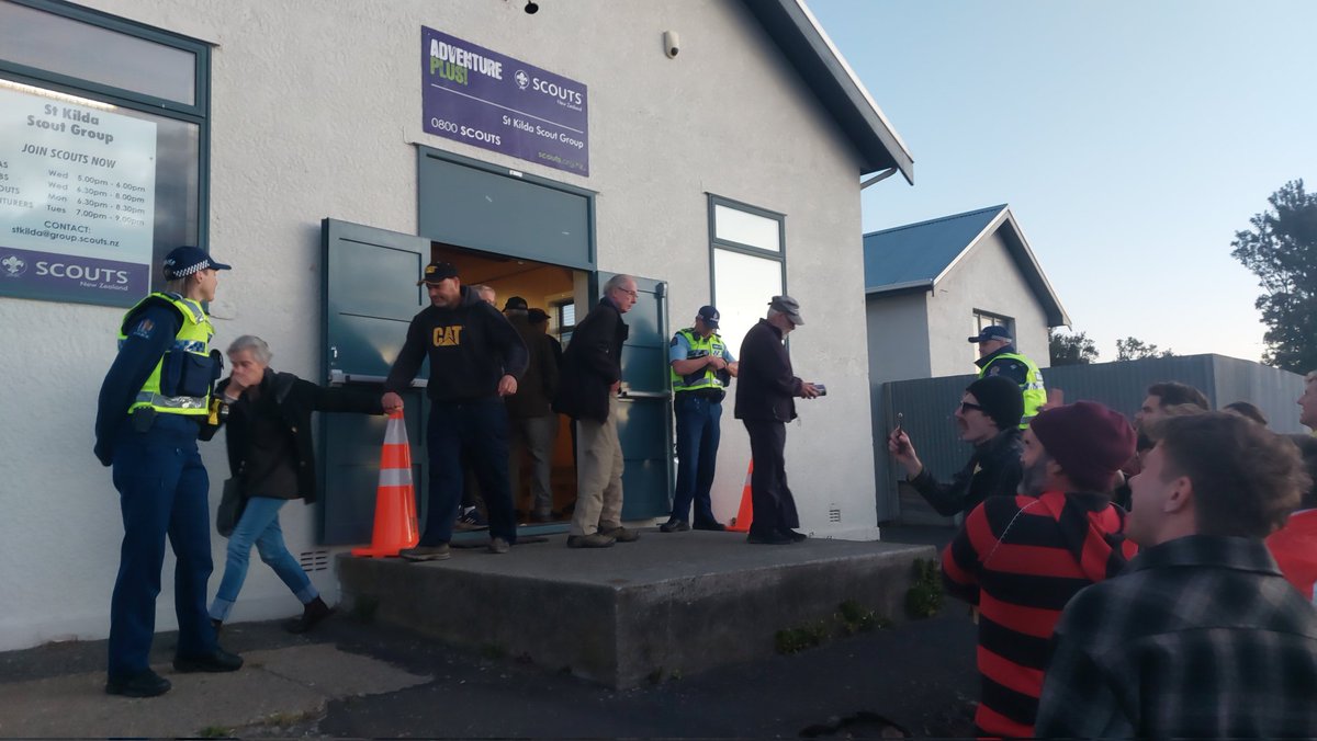 "Anti-Co-Governance" meeting shut down by police 10 mins in, reportedly after a call from ScoutsNZ head office telling them they weren't actually allowed to use the building