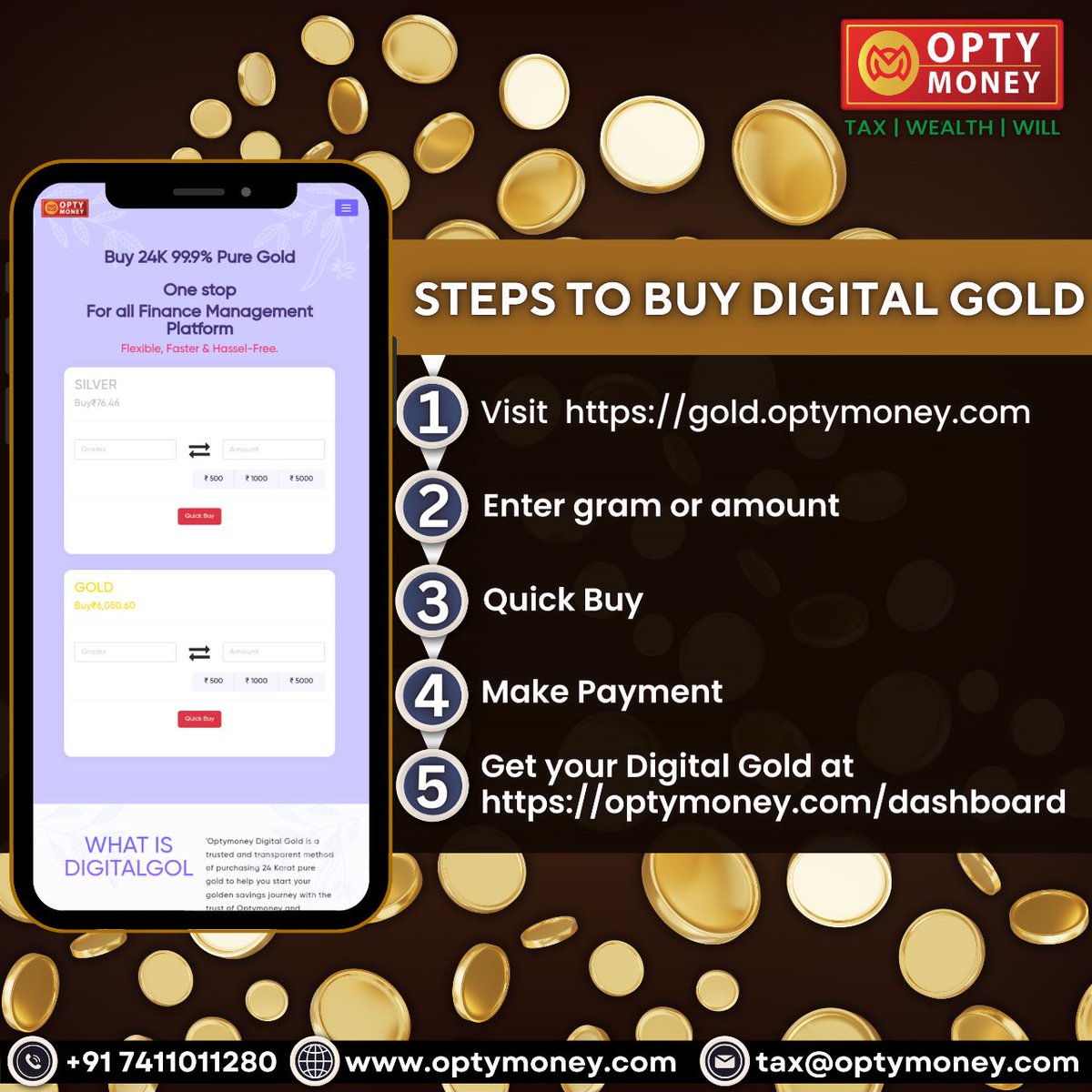 🔥 Discover the Digital Gold! 🔥
gold.optymoney.com/home
🌟 Join the Future of Investments! 🌟

Reach out to us at +91 7411011280 
Write to support@optymoney.com.
#DigitalGold #Investment #FinancialFreedom #Optymoney #SecureInvestment