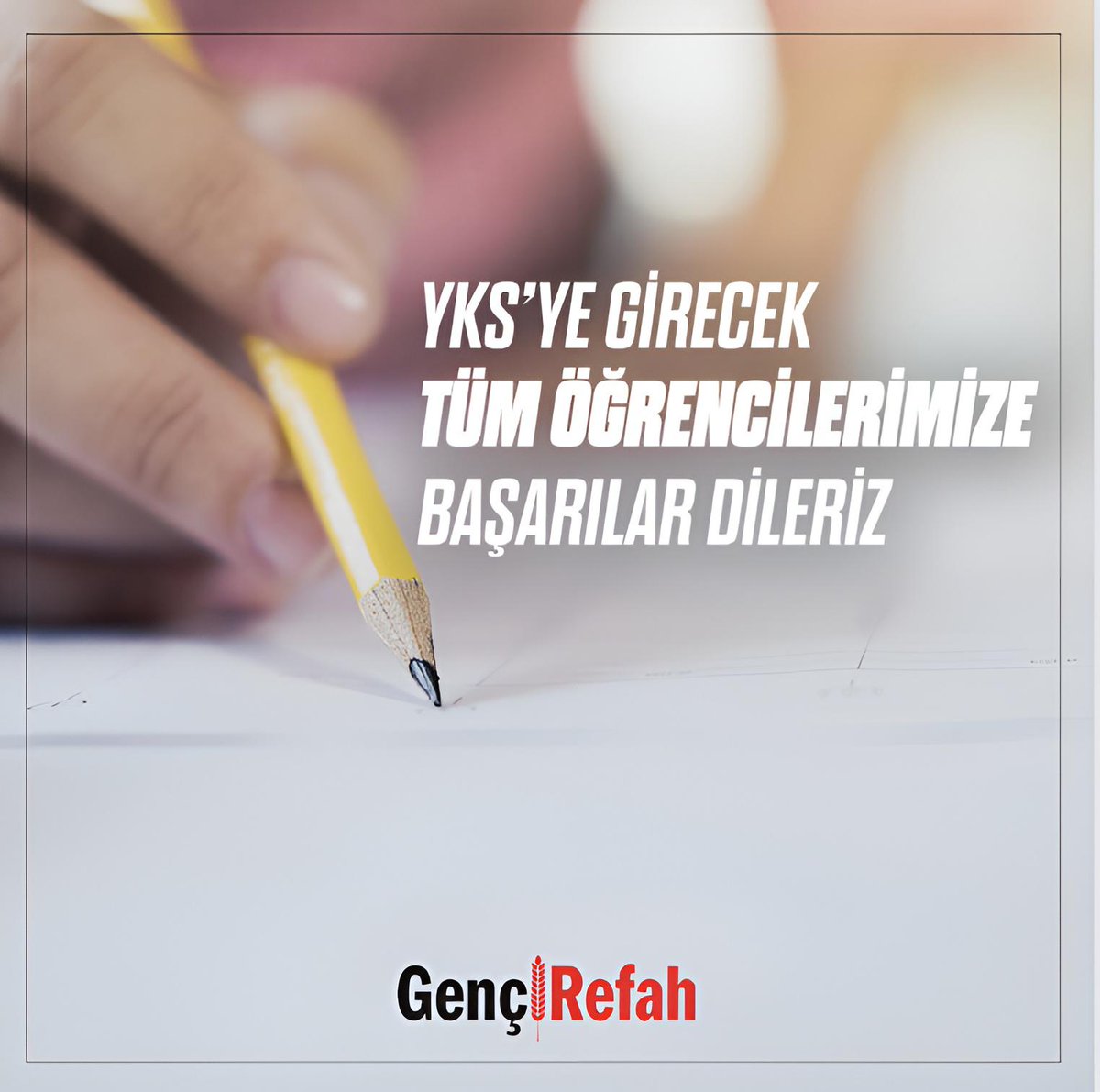 Hafta sonu Yüksek Öğretim Kurumları Sınavı #YKS'ye girecek tüm kardeşlerimize başarılar dileriz.