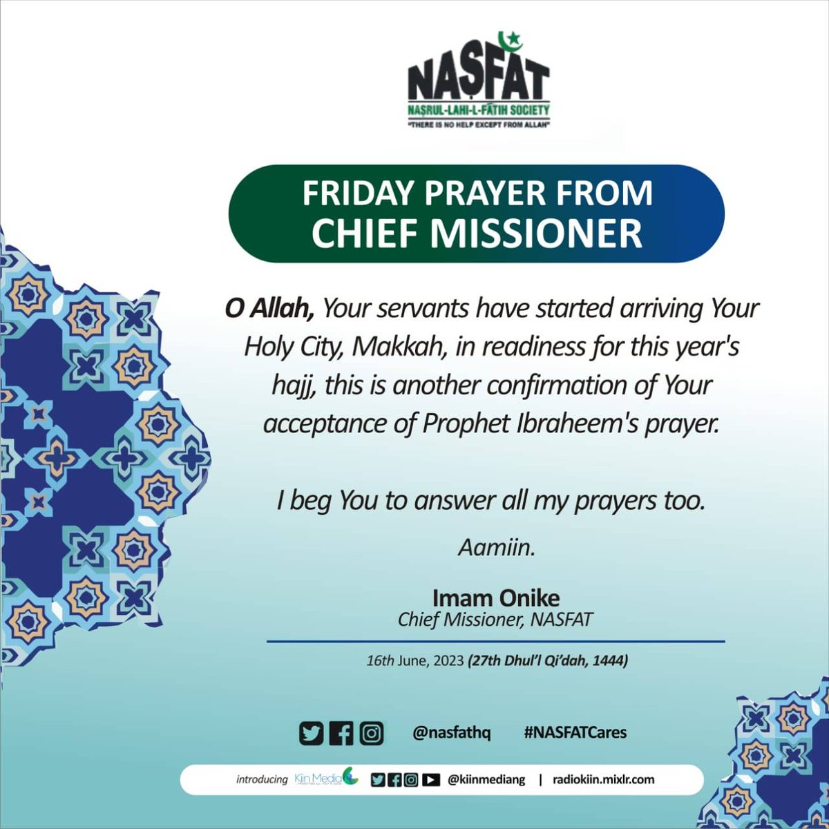 O Allah, Your servants have started arriving Your Holy City, Makkah, in readiness for this year's hajj, this is another confirmation of Your acceptance of Prophet Ibraheem's prayer.

I beg You to answer all my prayers too. Aamiin