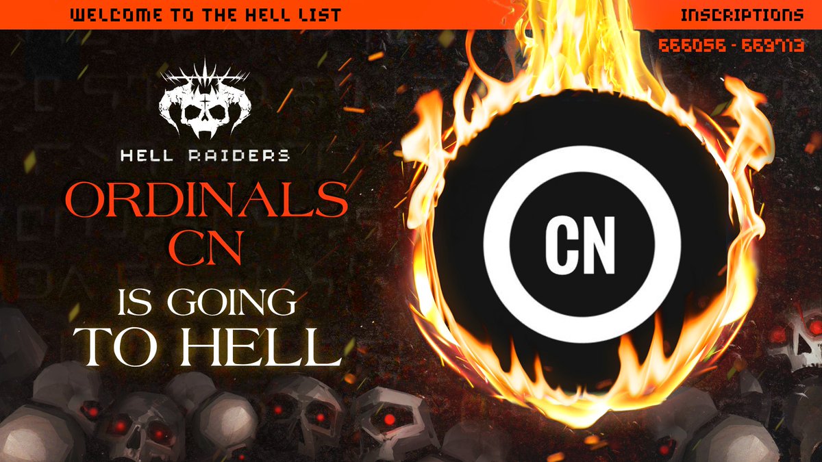 🔥𝕎𝔼'ℝ𝔼 𝕊𝔼ℕ𝔻𝕀ℕ𝔾 𝕆ℝ𝔻𝕀ℕ𝔸𝕃𝕊ℂℕ 𝕋𝕆 ℍ𝔼𝕃𝕃🔥
Hell List spots have been allocated to the OrdinalsCN community!
地狱名单的名额已经分配给 <a href="/OrdinalsCN/">Ordinals中文社区</a> 社区了!

𝕎ℍ𝕆'𝕊 ℕ𝔼𝕏𝕋?!
🧡,🔁,💬