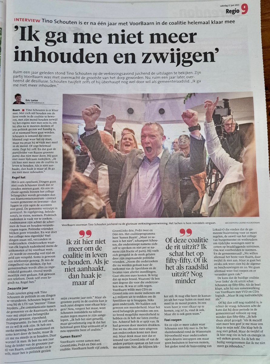 RikvanHardeveld's tweet photo. Wat gebeurt hier? Onhandige hartekreet, of begin exit-strategie van @VoorBaarn? Dat worden interessante Algemene Beschouwingen deze week. https://t.co/WwqB5Zx5hD