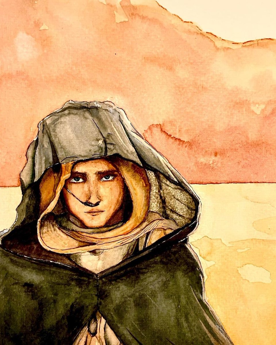 Fanart. 
Via sanromanart with on Ig.
'Looking forward for #duneparttwo!
Here is an illustration of #paulatreides 
Soon I will be posting some merchandise work in collaboration with #redbubble ‘s #dune fan art incentive. I will keep you posted🫡😊 '
#TimotheeChalamet
