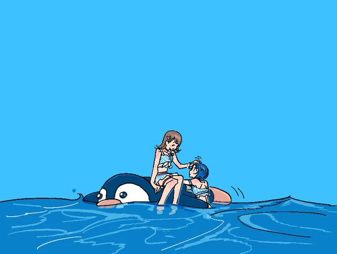 遥ちゃんのもってきたペンギンさんの浮き輪ボート 