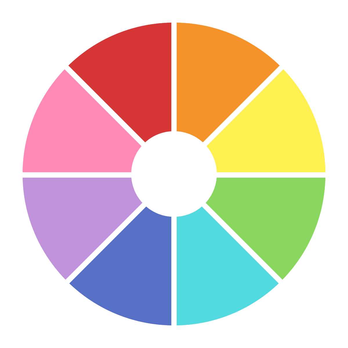 「近頃流行りの色相環チャレンジのテンプレ作ってみた。各色に対応したキャラクターを描」|Moaのイラスト
